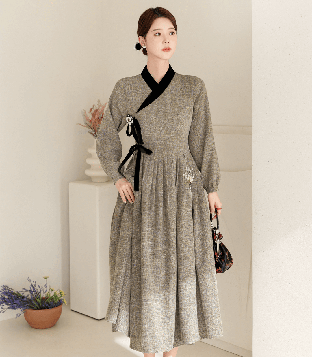 modern hanbok dresses Velour Accent Modern Hanbok Dress