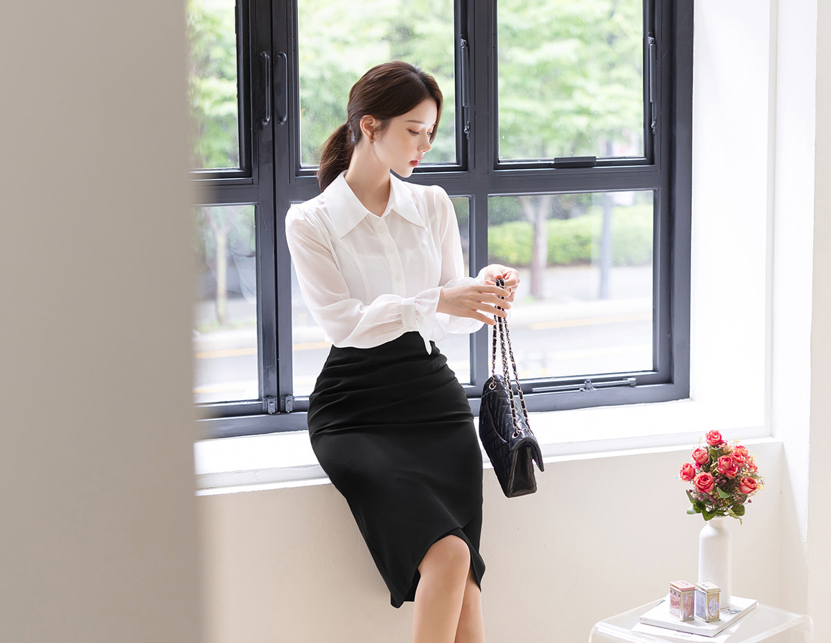 Feminine Flat Collar Chiffon Blouse