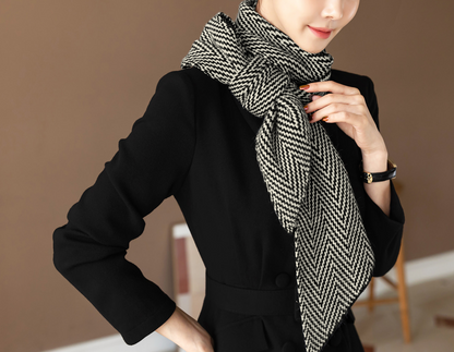 Two-Tone Herringbone Knit Scarf