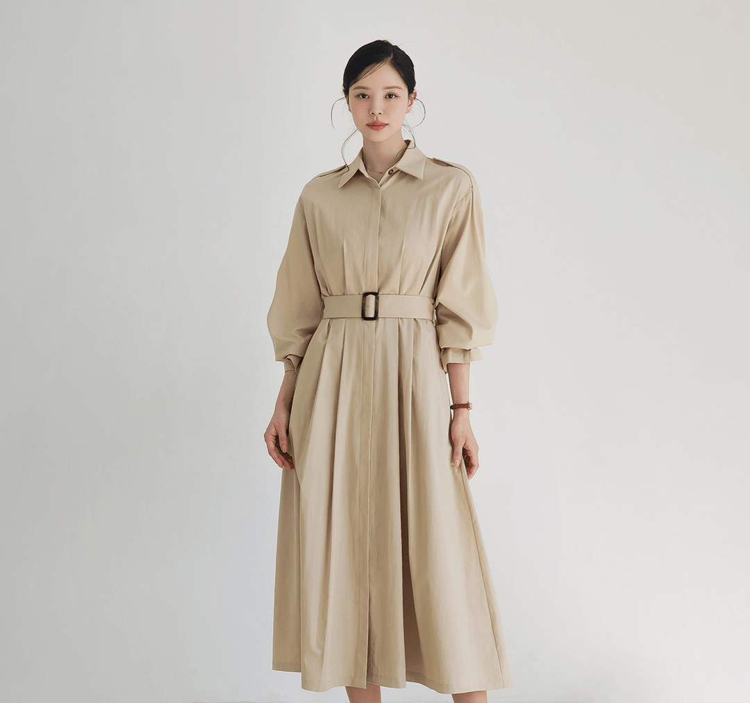 Elegant Modern Charm Trench Belt Dress STUDIO731 Elegant Modern Charm Trench Belt Dress STUDIO731