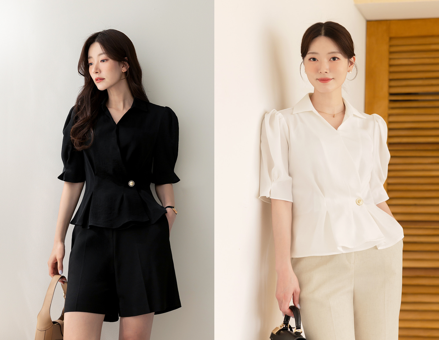 Elegant Wrap Peplum Blouse with a Flattering Waistline