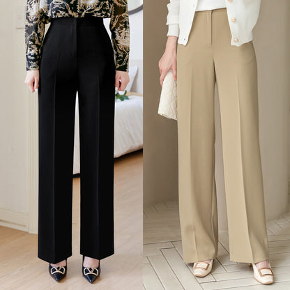 Fluid Wide-Leg Trousers with Tailored Pintuck Detail