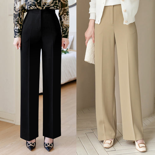 Fluid Wide-Leg Trousers with Tailored Pintuck Detail