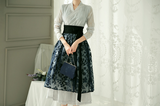 Floral Pattern Modern Hanbok Wrap Skirt