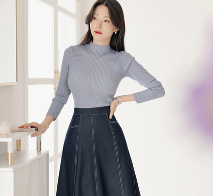 Soft Mock Neck Knit Top with Comfortable Everyday Fit