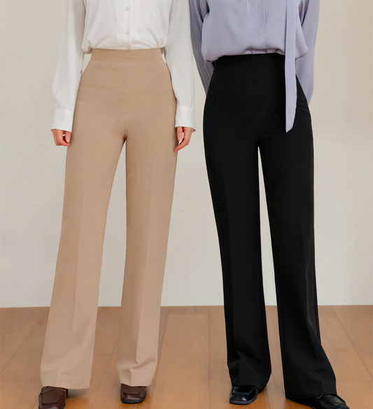 Perfect-Fit High-Waisted Bootcut Trousers with a Sleek Side-Zip Design