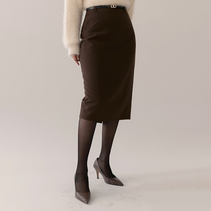 Feminine Sheath Belted Skirt