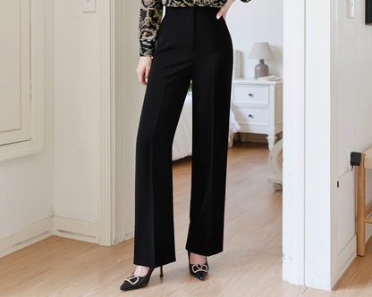 Fluid Wide-Leg Trousers with Tailored Pintuck Detail
