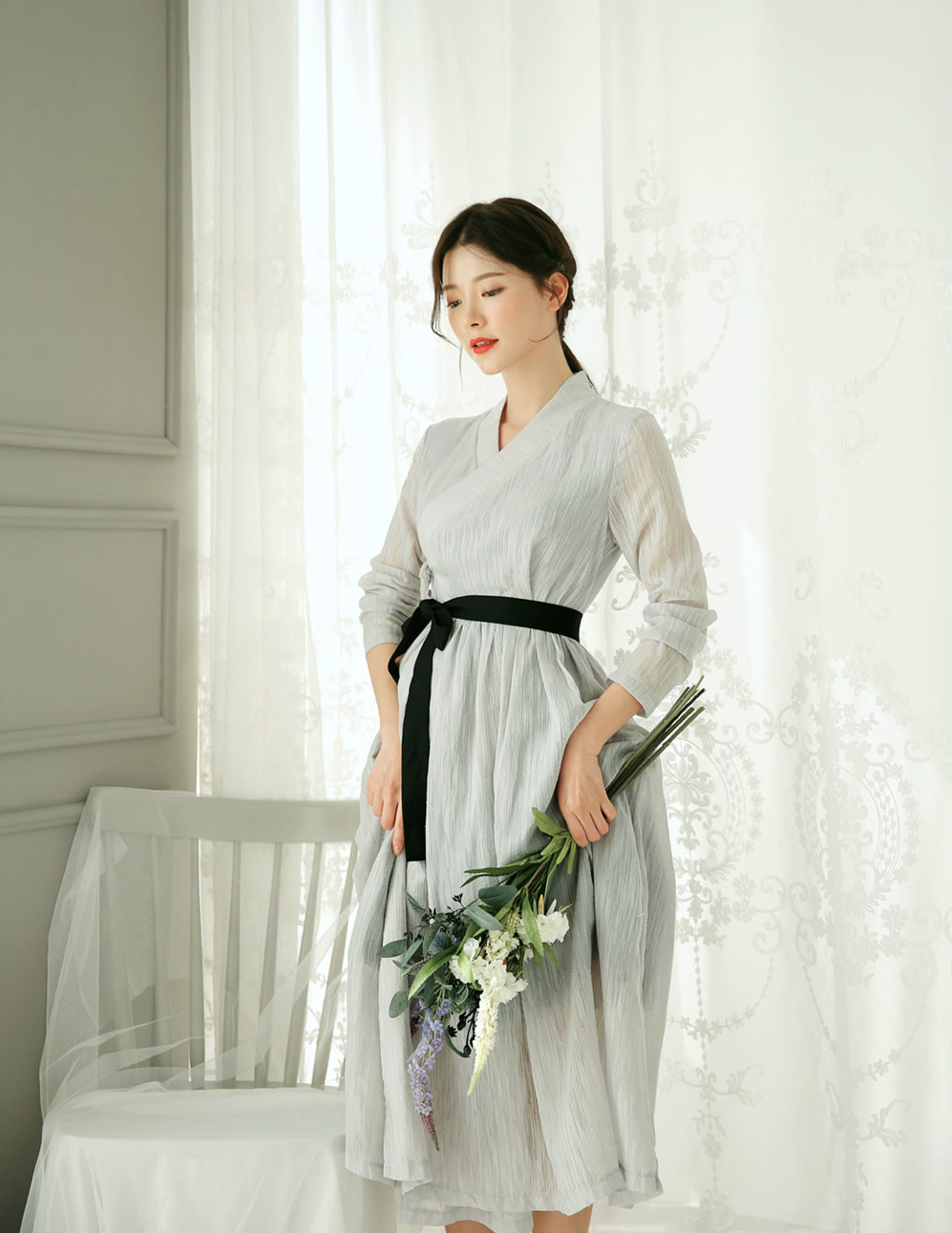 Elegant Feminine Modern Hanbok Wrap Dress