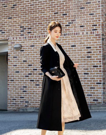 Black Modern Hanbok Durumagi Coat