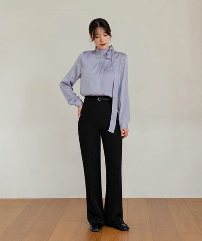 Perfect-Fit High-Waisted Bootcut Trousers with a Sleek Side-Zip Design