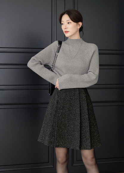 Soft Ribbed Longline Knit Top with Cozy Half‑Neck Fit