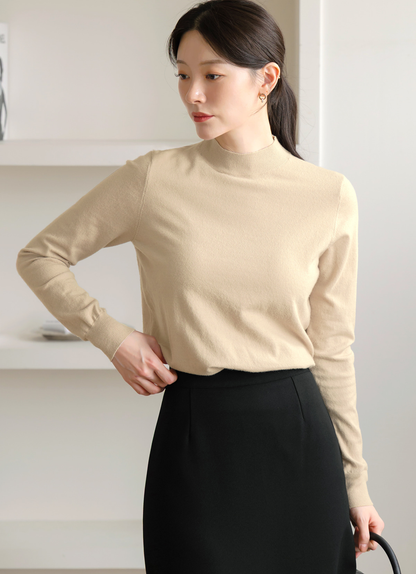 Essential Soft Mock Neck Knit with a Relaxed Silhouette