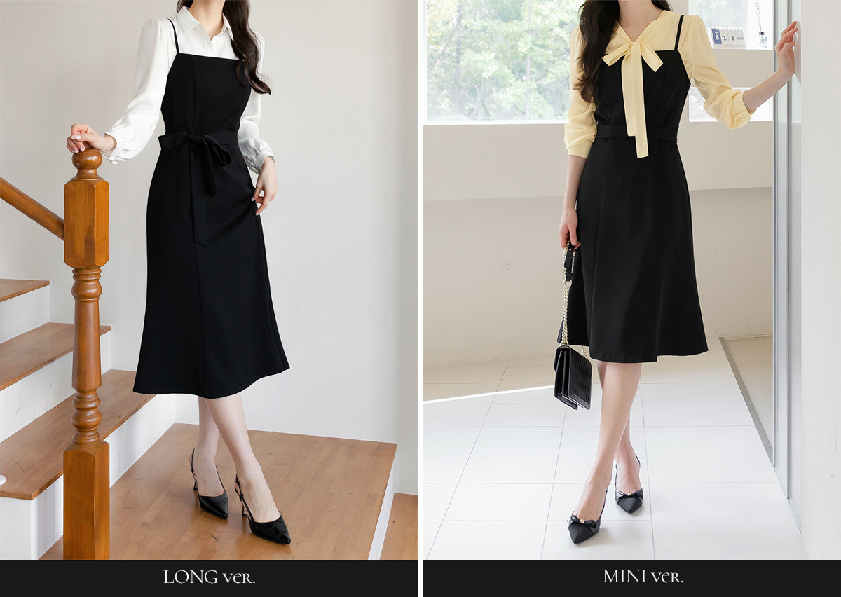 Fit-and-Flare Dress with Slim Straps, Structured Bodice, and Waist Belt