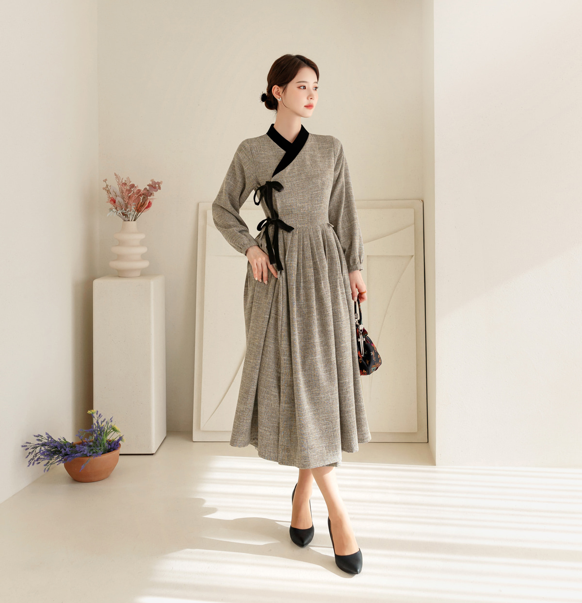 Velour Accent Modern Hanbok Dress