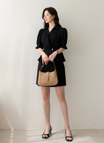 Elegant Wrap Peplum Blouse with a Flattering Waistline