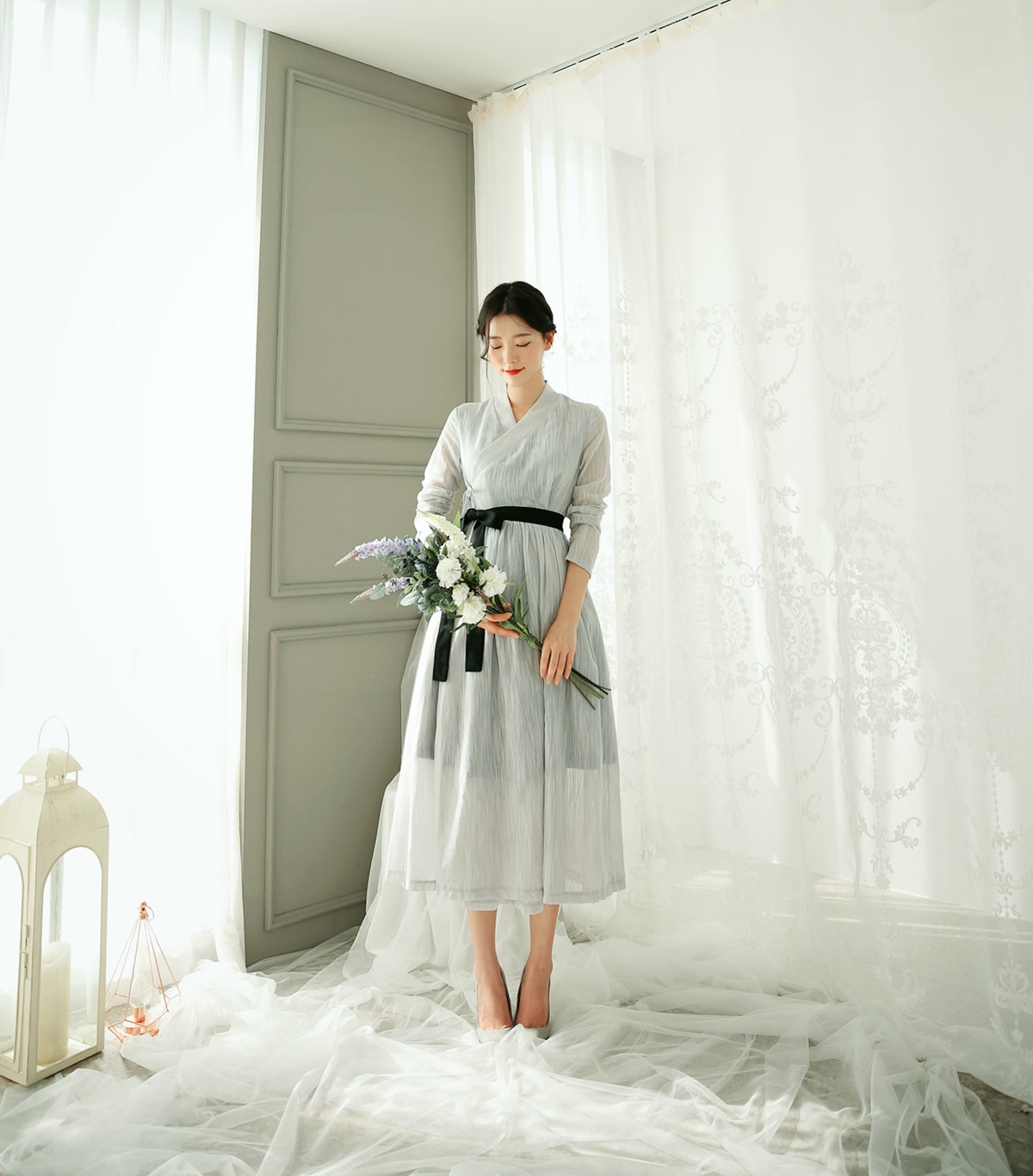 Elegant Feminine Modern Hanbok Wrap Dress