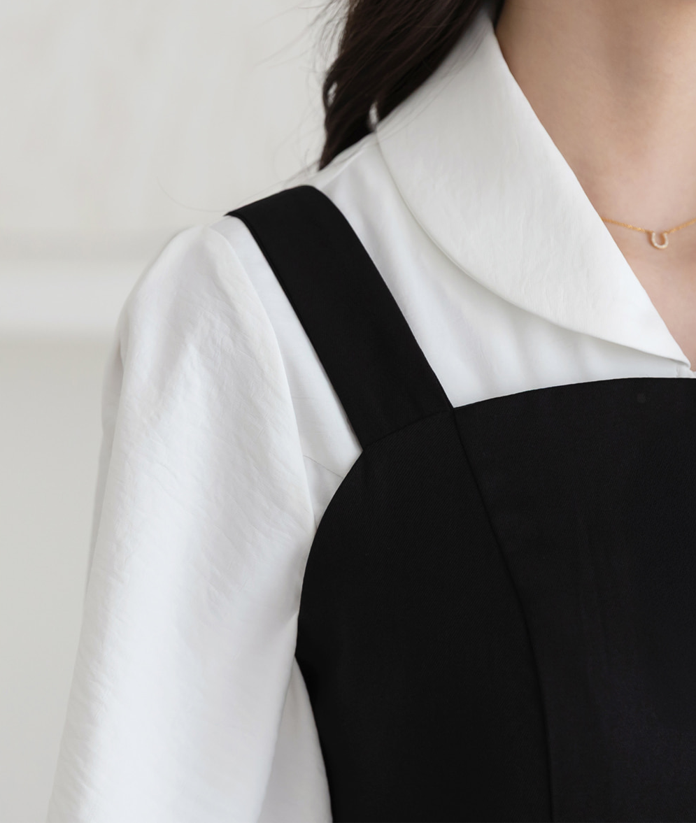 Modern Sleeveless Black Dress with Waist Belt and Side Pockets