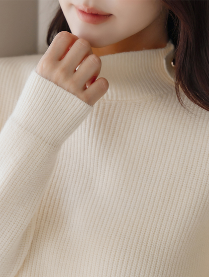 Soft Side‑Button Mock Neck Knit for Cozy Office & Everyday Style
