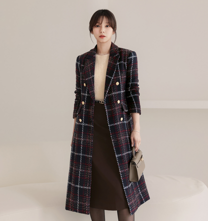 Elegant Tweed Check Coat for Women