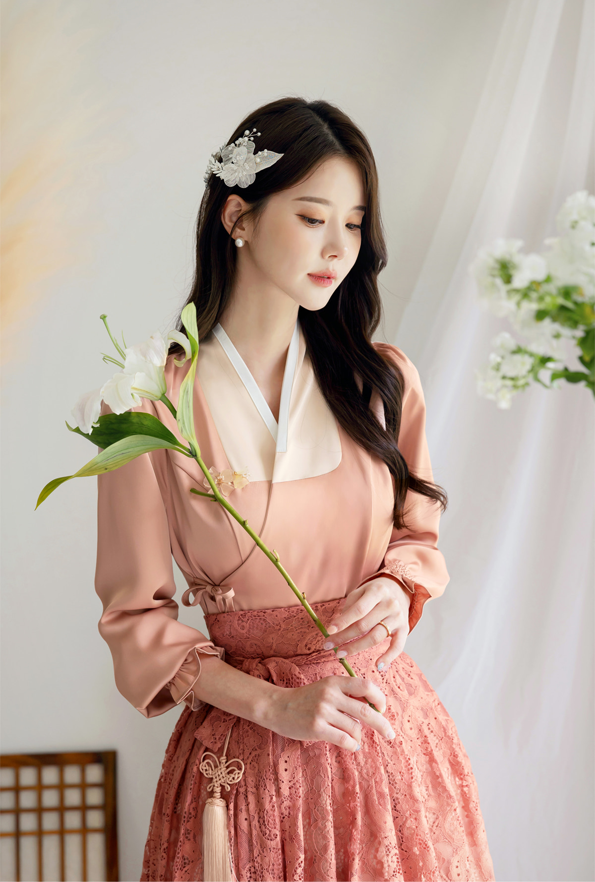 See-through Lace Modern Hanbok Wrap Skirt