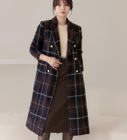 Elegant Tweed Check Coat for Women