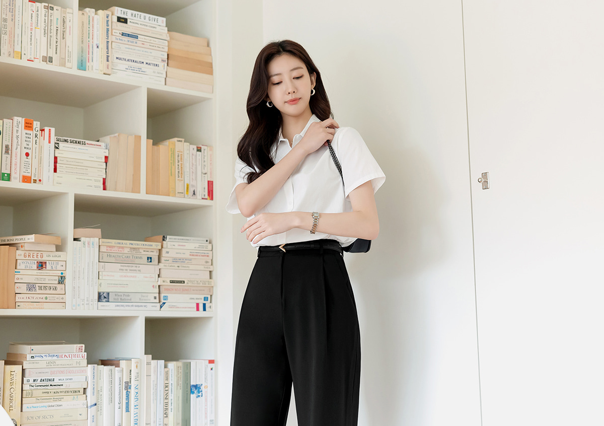 Basic Short Sleeve Cotton Shirt Blouse