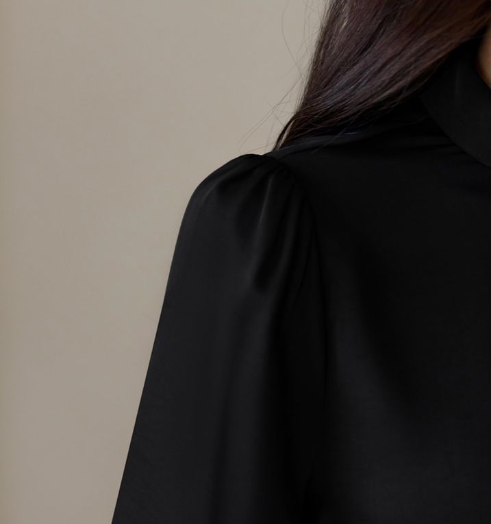 Elegant Mock Neck Blouse with Graceful Wing Sleeves