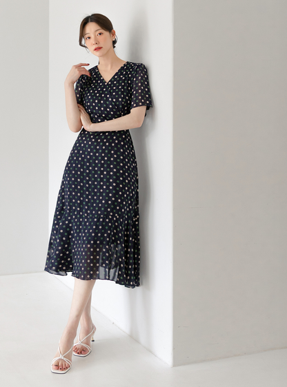 Romantic Polka Dot Flare Dress with a Graceful Feminine Silhouette