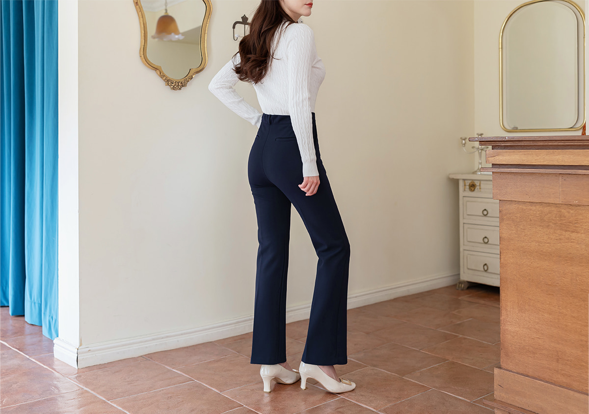 Warm Slim Fit Pants with Brushed-Lined Stretch Fabric