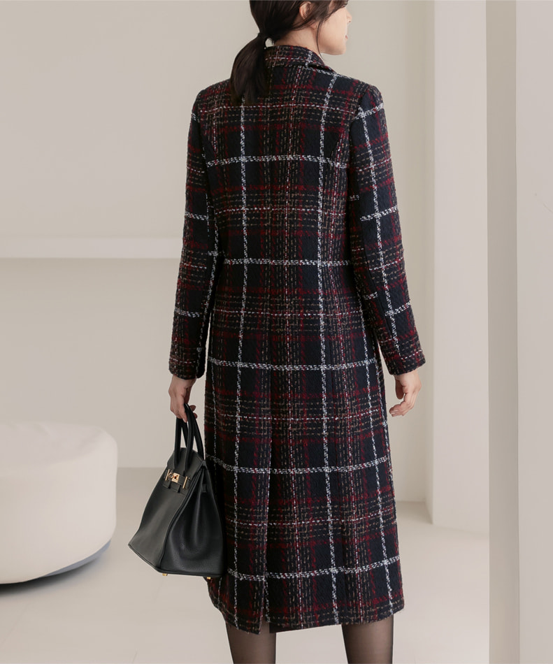 Elegant Tweed Check Coat for Women