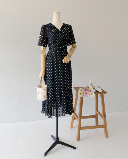 Romantic Polka Dot Flare Dress with a Graceful Feminine Silhouette
