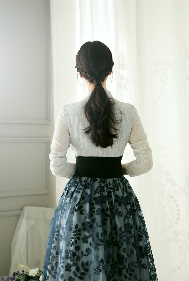 Floral Pattern Modern Hanbok Wrap Skirt