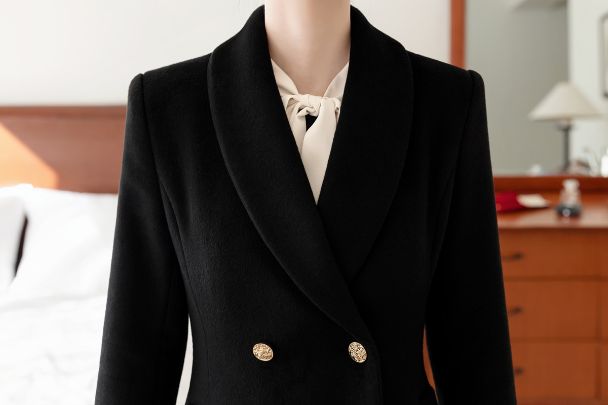 Classic Silhouette Elegant Double Buttons Flared Design Coat