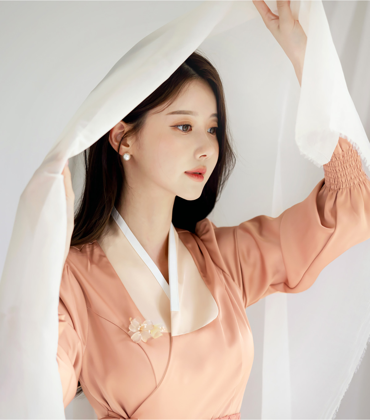 Elegant Modern Hanbok Wrap Dress with Contrasting Collar