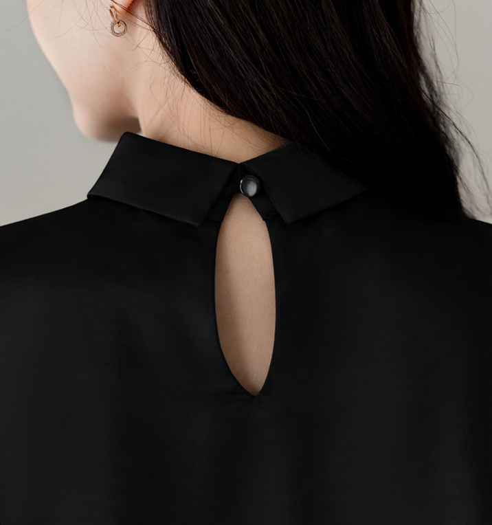 Elegant Mock Neck Blouse with Graceful Wing Sleeves