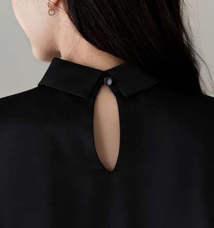 Elegant Mock Neck Blouse with Graceful Wing Sleeves