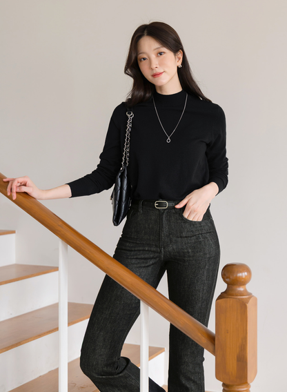 Essential Soft Mock Neck Knit with a Relaxed Silhouette