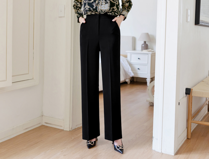 Fluid Wide-Leg Trousers with Tailored Pintuck Detail