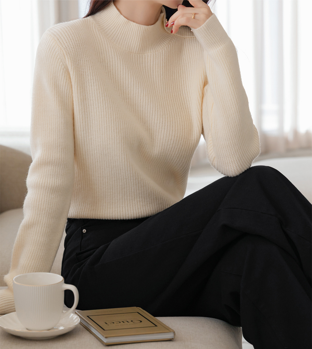 Soft Side‑Button Mock Neck Knit for Cozy Office & Everyday Style