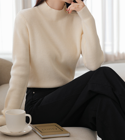 Soft Side‑Button Mock Neck Knit for Cozy Office & Everyday Style