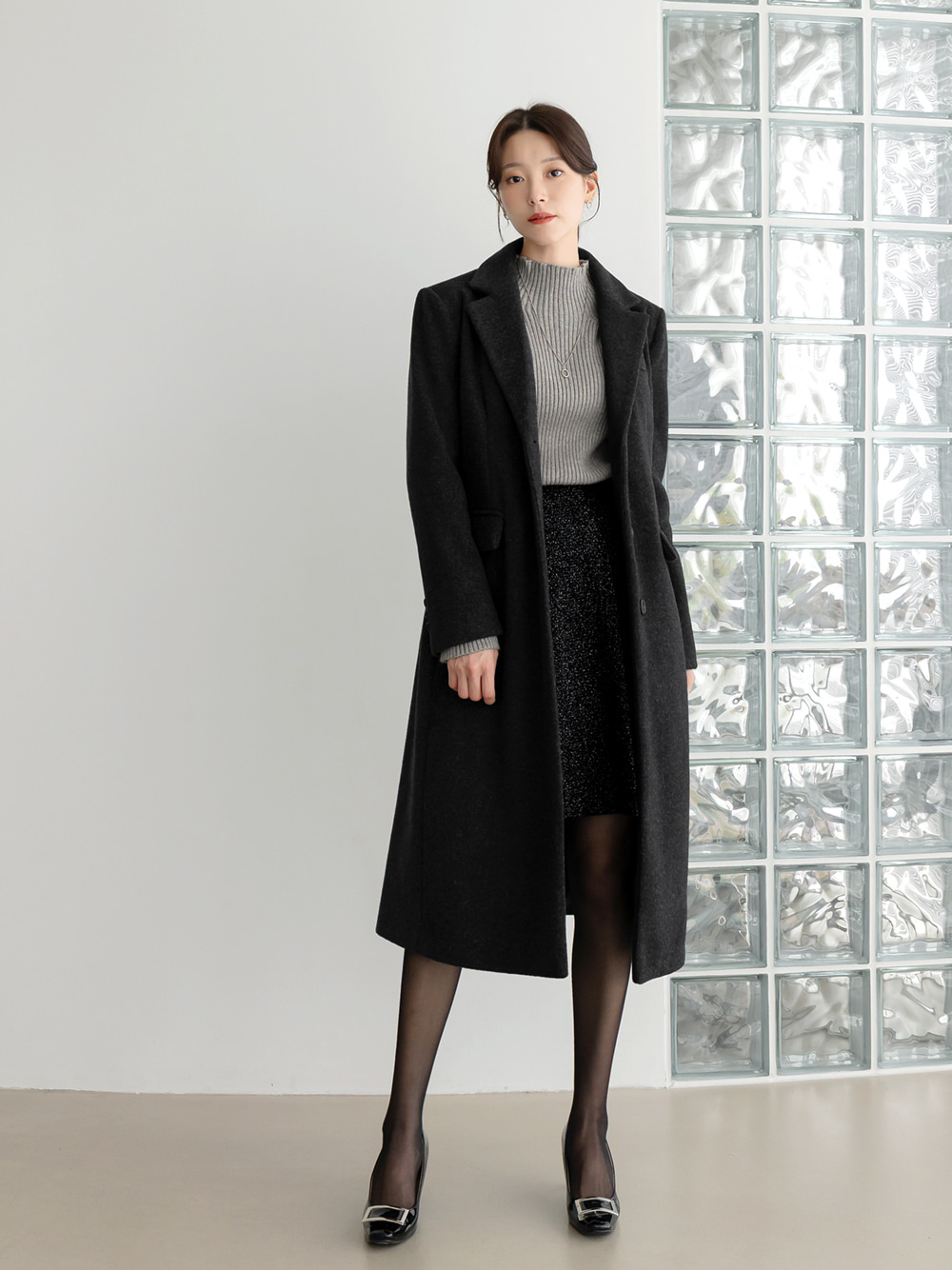 Soft Ribbed Longline Knit Top with Cozy Half‑Neck Fit