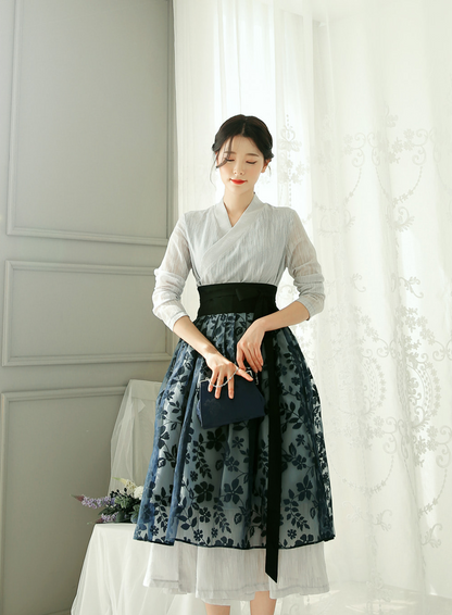 Elegant Feminine Modern Hanbok Wrap Dress