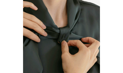 Lustrous Tie-Neck Blouse with Effortless Elegance