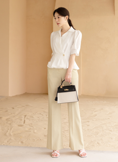 Elegant Wrap Peplum Blouse with a Flattering Waistline