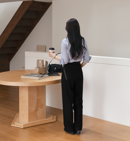 Tailored Semi-Wide Trousers with Elegant Pintuck Detail