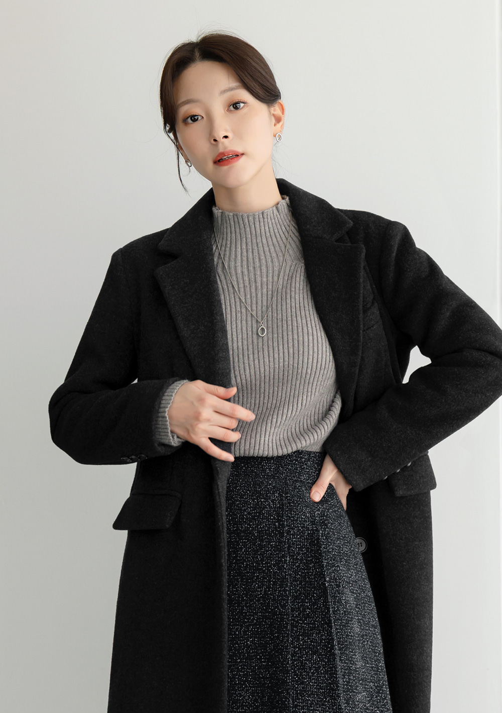 Soft Ribbed Longline Knit Top with Cozy Half‑Neck Fit