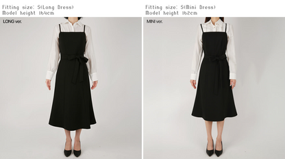 Fit-and-Flare Dress with Slim Straps, Structured Bodice, and Waist Belt