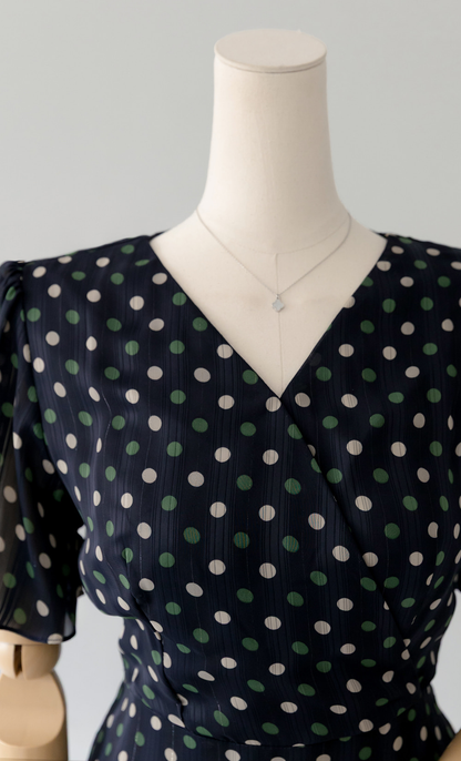 Romantic Polka Dot Flare Dress with a Graceful Feminine Silhouette