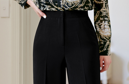 Fluid Wide-Leg Trousers with Tailored Pintuck Detail